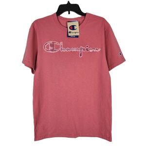 Champion Mens Heritage Tee Sz Small Siesta Pink Embroidered Logo 100% Cotton NWT
